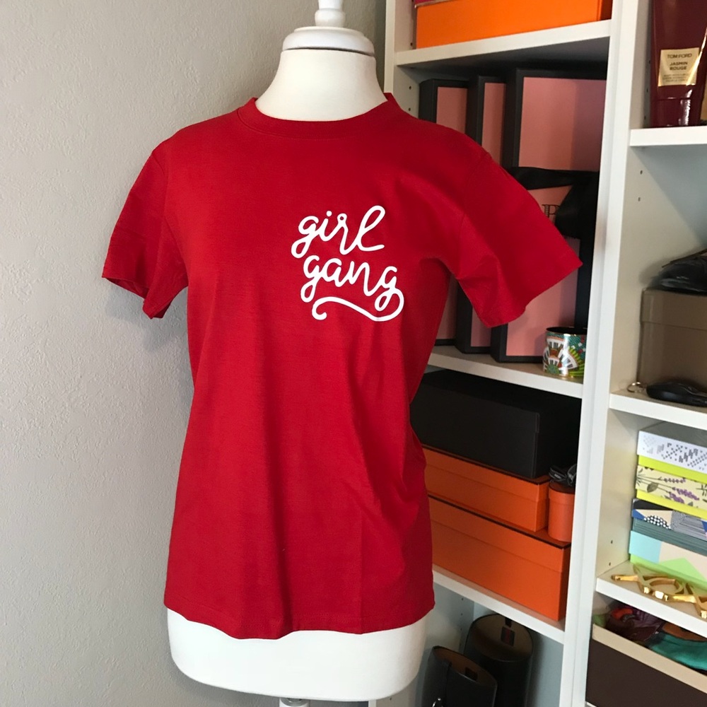 Girl Gang Graphic Tee w/ Cursive Hand Lettering - Picture 1 of 5